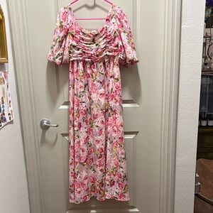 SHEIN Pink Floral Maxi Dress